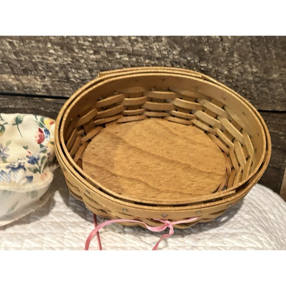 Longaberger Basket Floral Fabric Liner & Protector w/Hope Pin 2003. - Picture 7 of 8